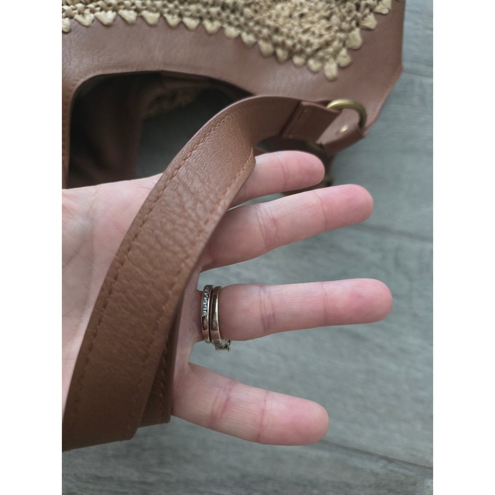 The Sak Roma Tan Woven Straw Hobo Bag Shoulder Bag Purse - Picture 9 of 9